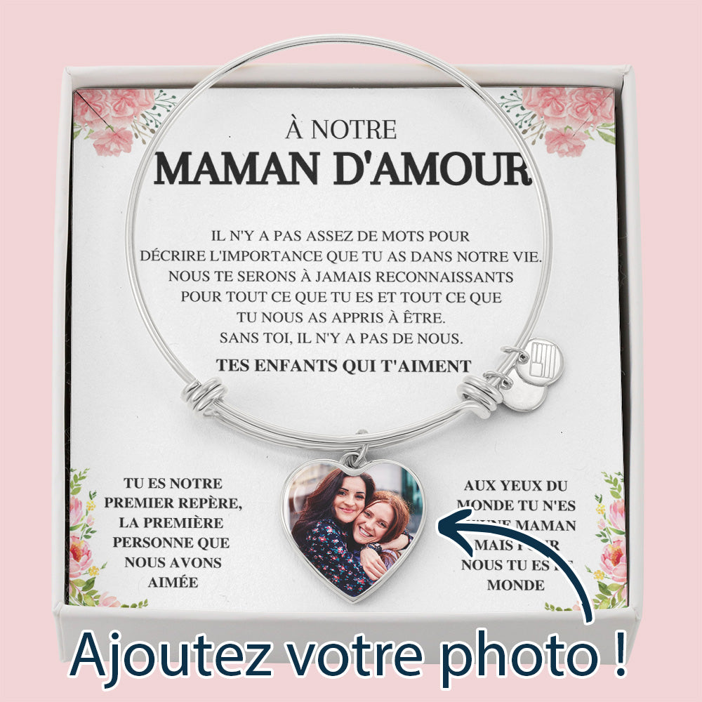 Bracelet Coeur Personnalisable - À notre maman d'amour - Tes enfants qui t'aiment