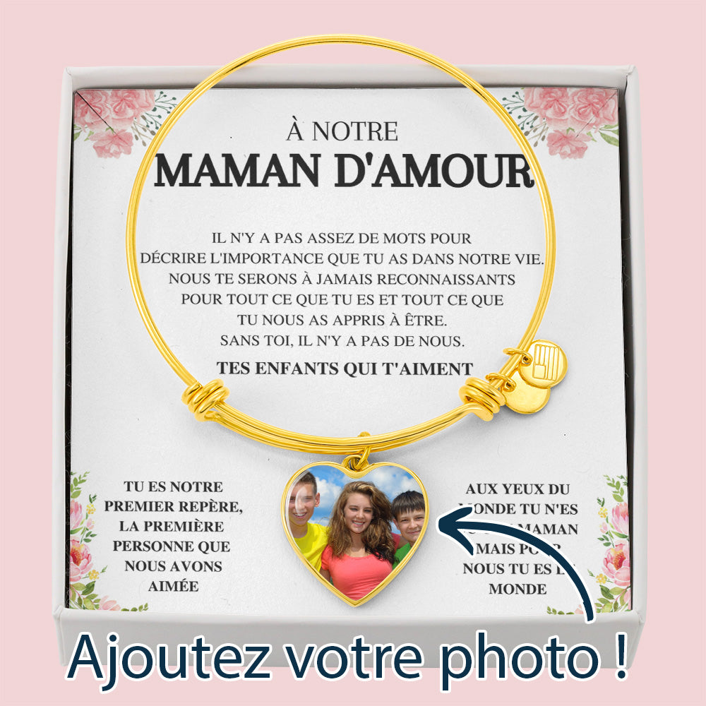 Bracelet Coeur Personnalisable - À notre maman d'amour - Tes enfants qui t'aiment