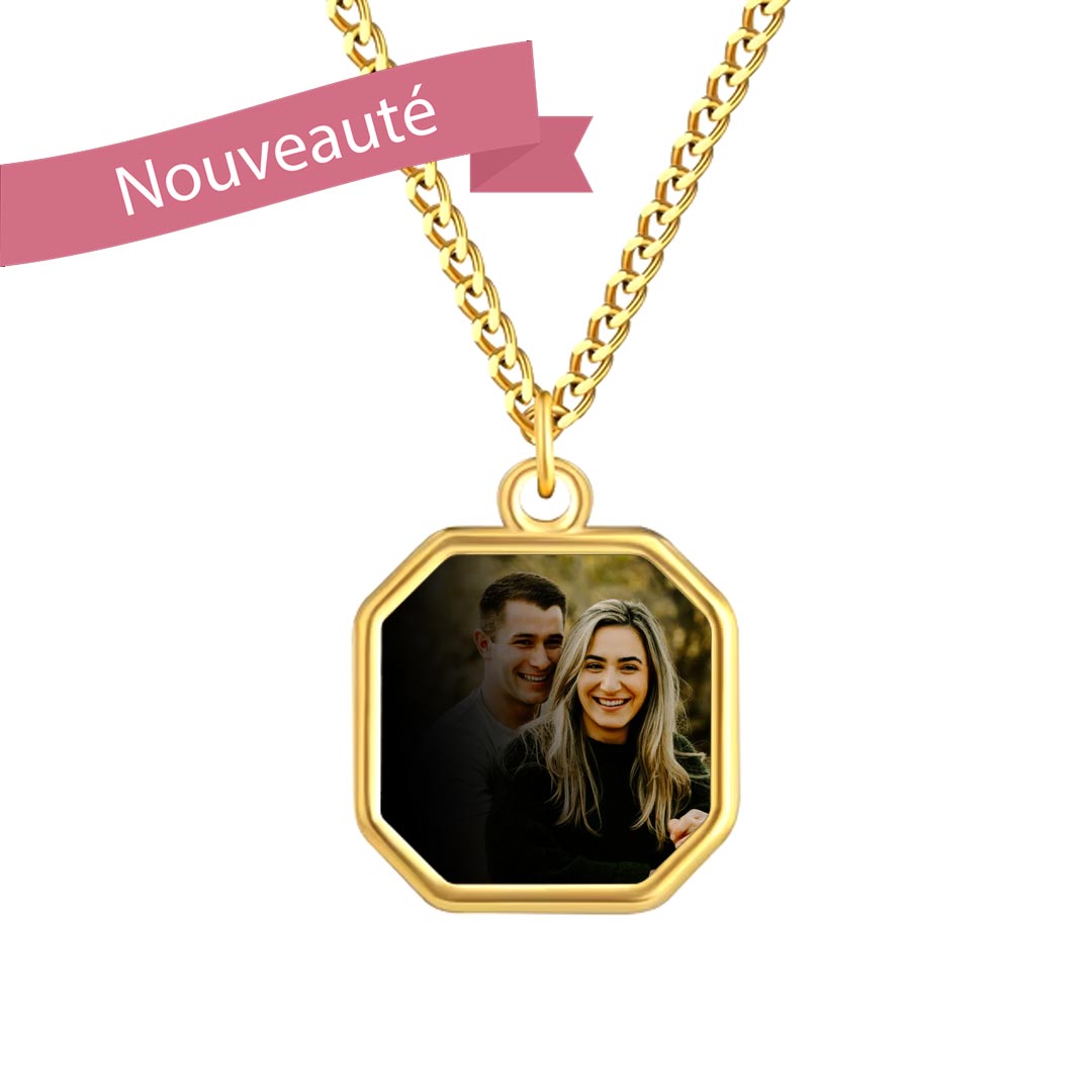 Collier "Magina" Photo personnalisée - Chauffez le pendentif avec votre doigt pour révéler la photo cachée